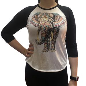 riot society elephant 3/4 sleeve